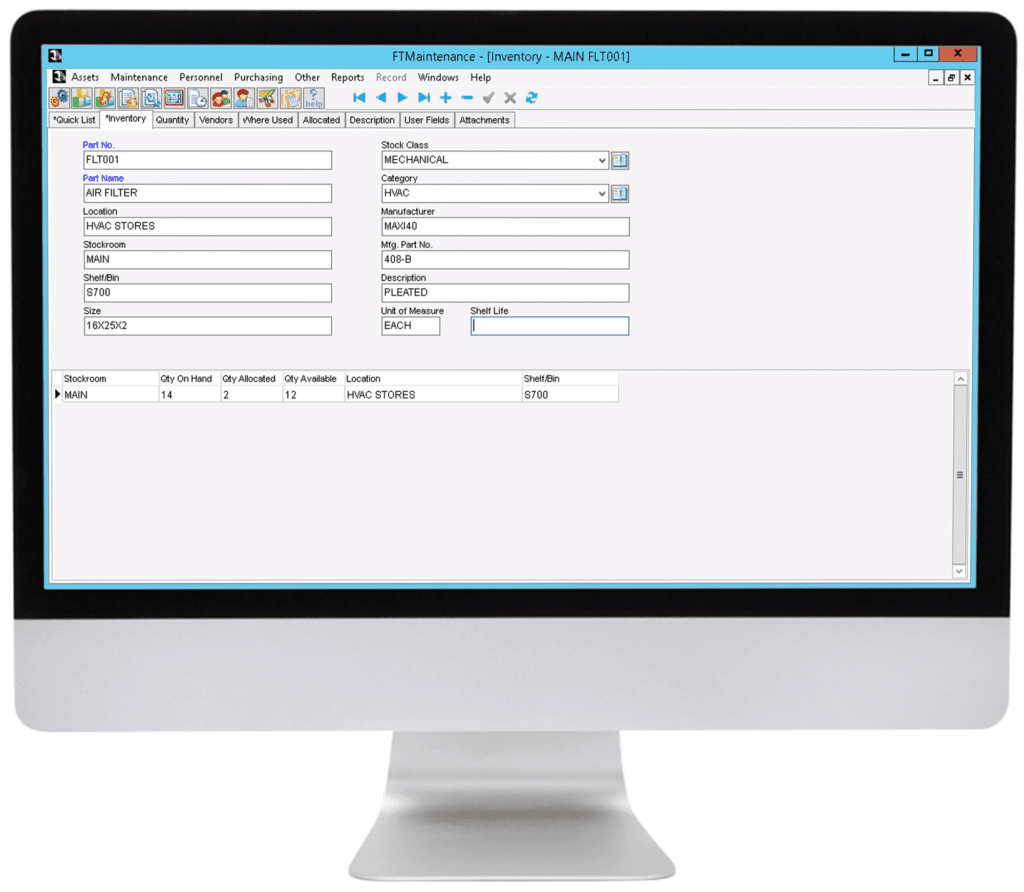 Mro Inventory Software For Spare Parts Inventory Management Ftmaintenance Cmms