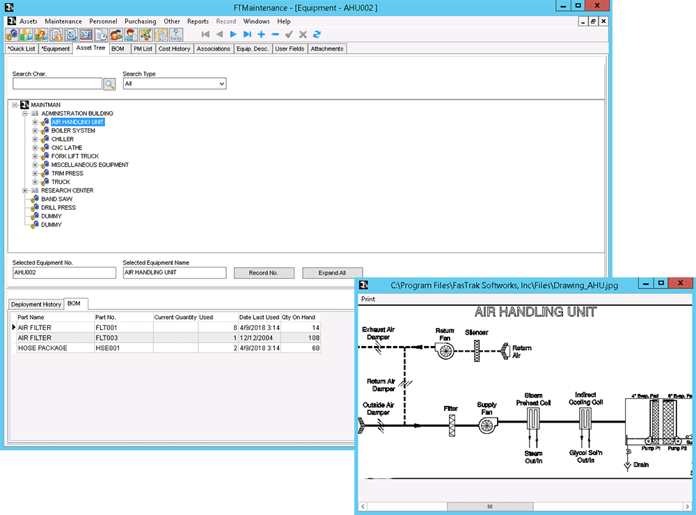 desktop screenshots-blueprints-air filters-asset tree file system-equipment-ftmaintenance