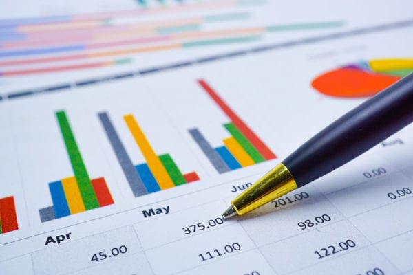 Charts and graphs showing the return on investment of CMMS software broken down by month