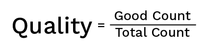 Quality formula for oee calculation – divide the number of good units produced by the number of total units produced.