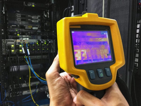 Maintenance technician uses infrared technology to perform predictive maintenance.