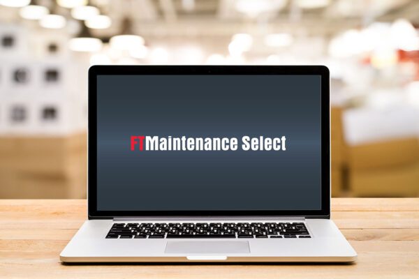 FTMaintenance Select displayed on a laptop in a storage room