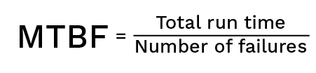 Asset reliability formula, using the Mean Time Between Failure (MTBF) metric